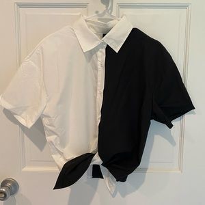 Half and Half Button Up with Tie